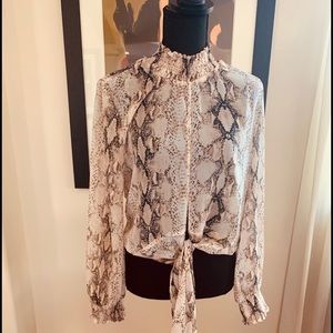 Oliveacious small animal print semi sheer top